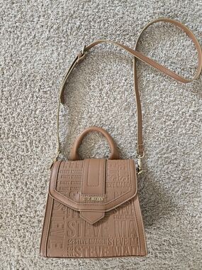Steve Madden Tan Embossed Logo Top-Handle Crossbody Bag